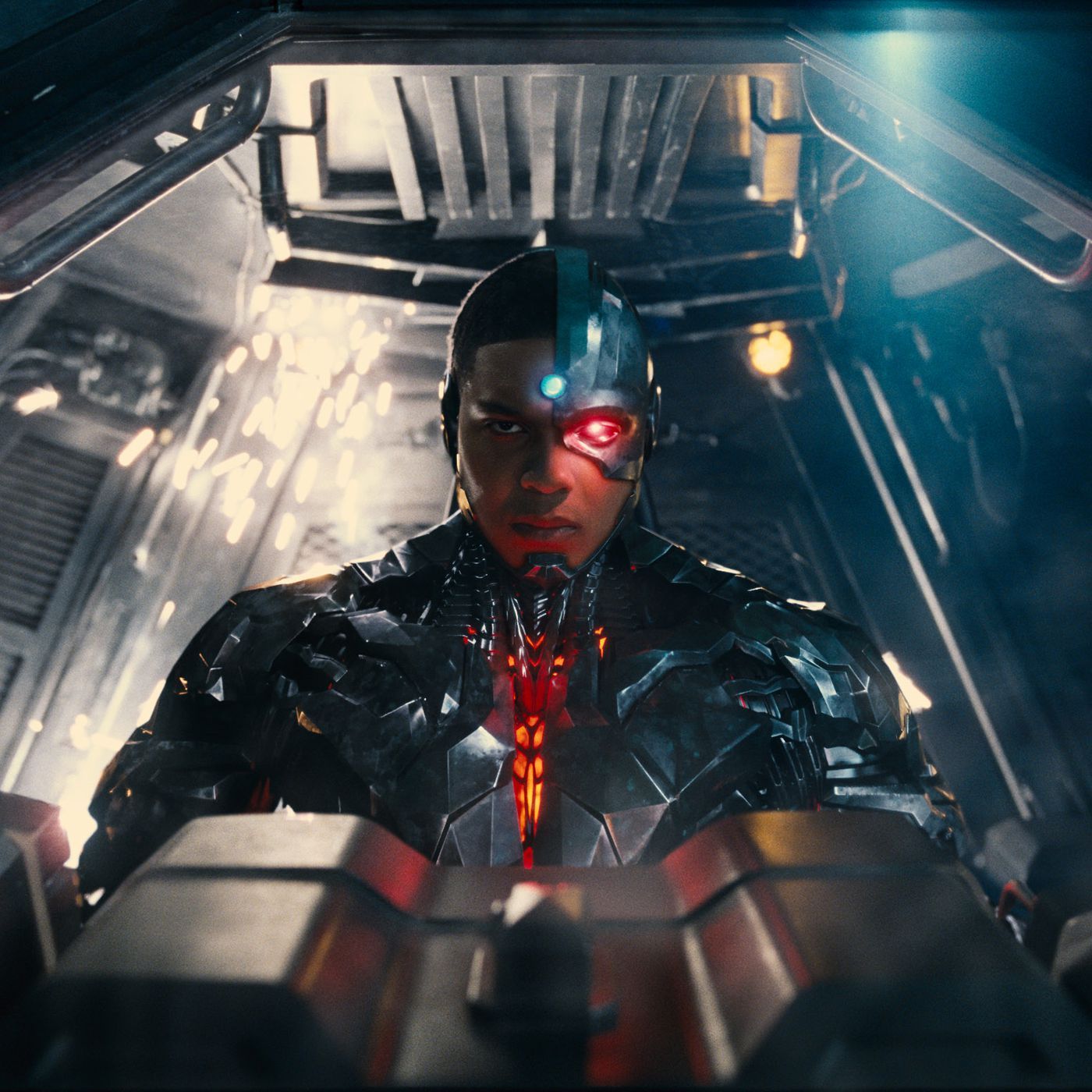 Cyborg is in the Batmobile.