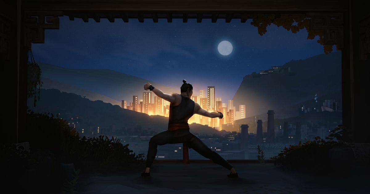 The player character of Sifu looks over the city.