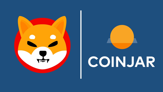 Shiba Inu Coin next to CoinJar logo, after the cryptocurrency exchange listed SHIB.