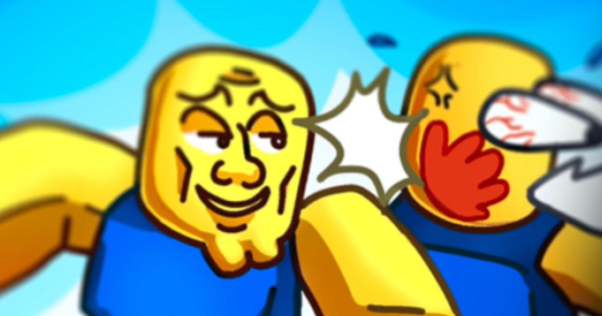 A Roblox character slapping their friend in Palm Slap Friends Simulator.