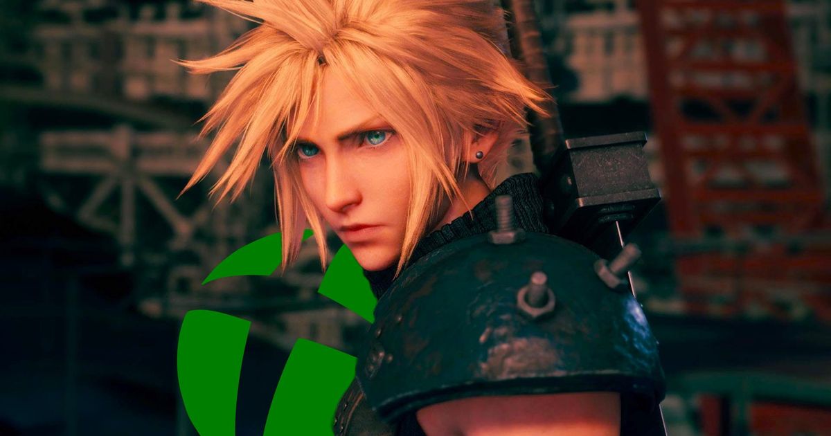 Cloud Strife from Final Fantasy VII Remake next to an Xbox logo