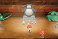 A Pokémon Trainer in their Secret Base filled with statues in the Grand Underground of Pokémon Brilliant Diamond and Shining Pearl.