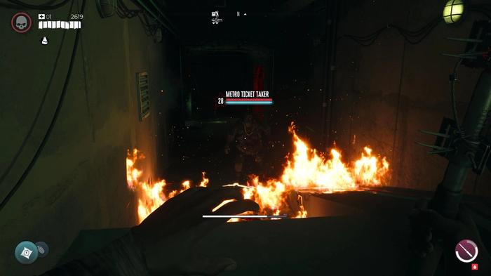 A screenshot of the Metro Ticket Office Slobber zombie in Dead Island 2. 