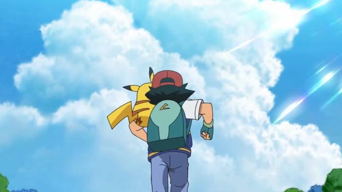 Ash and Pikachu, walking away into the sunset together for the last time.
