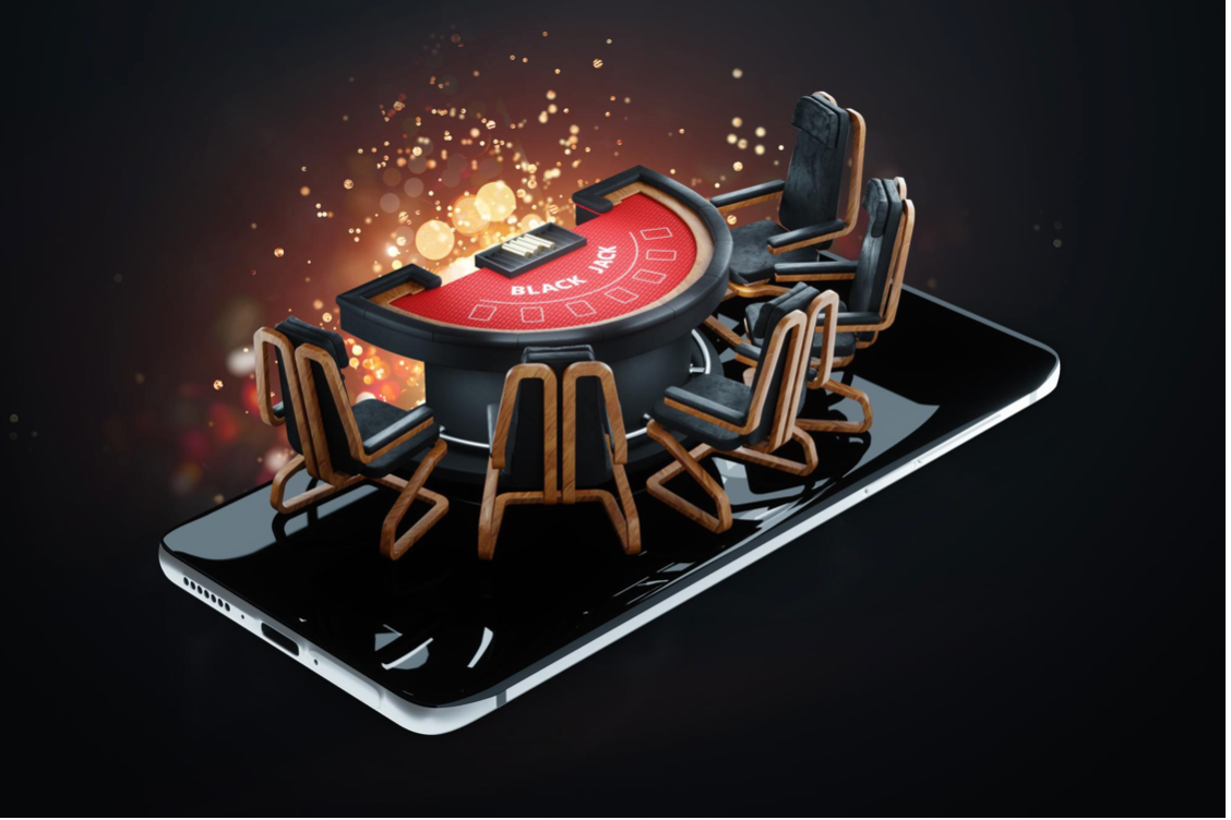 a glowing casino table
