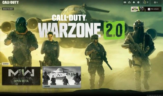 Warzone 2 menu screen
