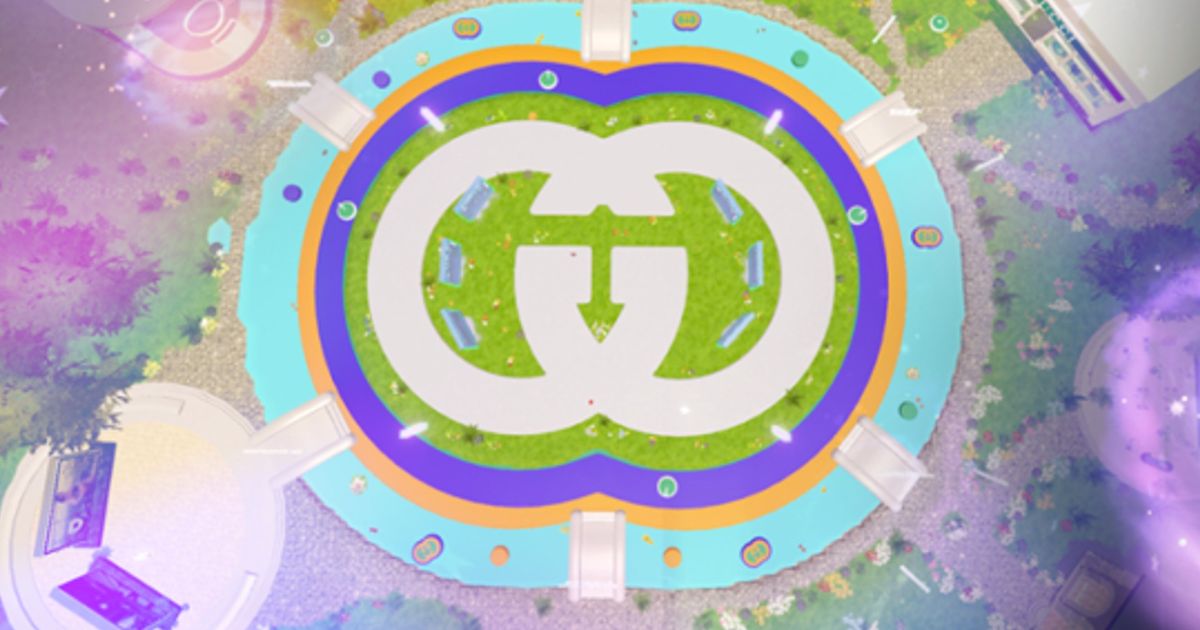 Image of the Gucci logo in Gucci Town on Roblox.