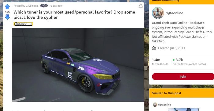 The first thread in the GTA Online subreddit.