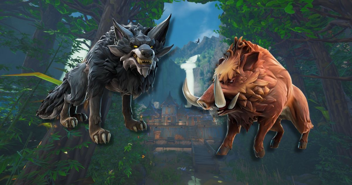 Image of a wolf and a hog in Fortnite.