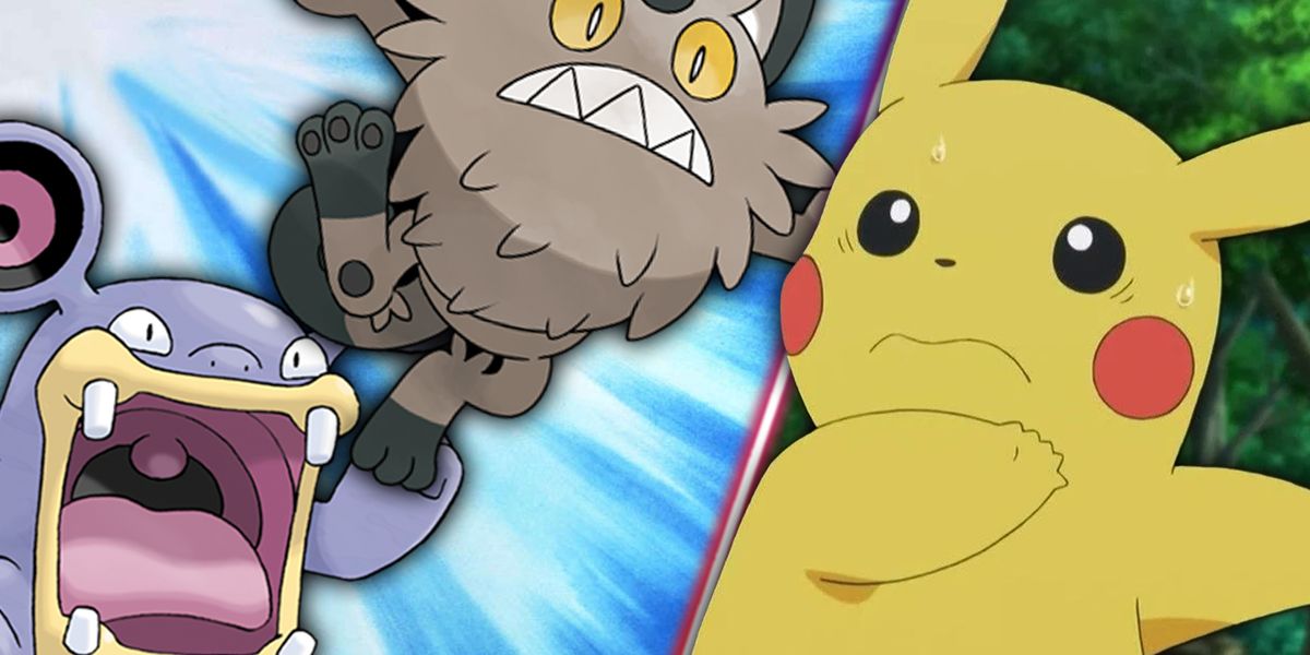 An image of Mewoth and Loudred with Pikachu looking scared