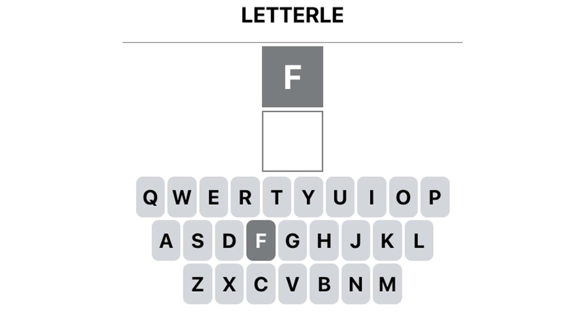 Image of the start of the guessing process in Letterle
