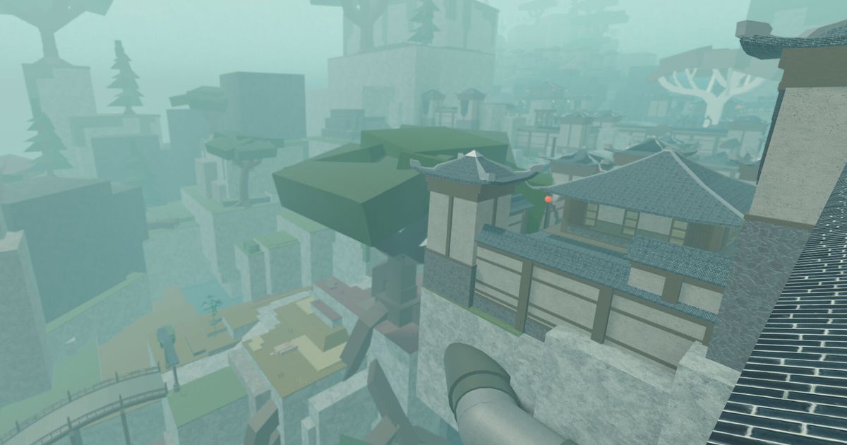 A screenshot of a sprawling town in Deepwoken.