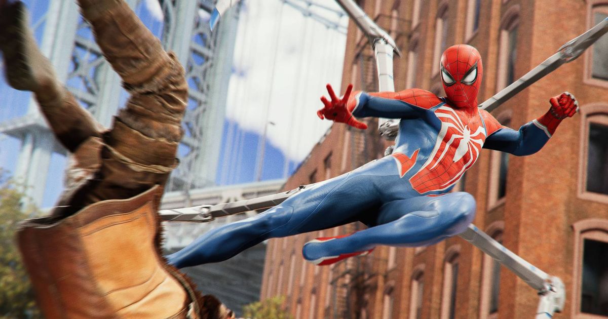 Spider-Man kicking an enemy in mid-air