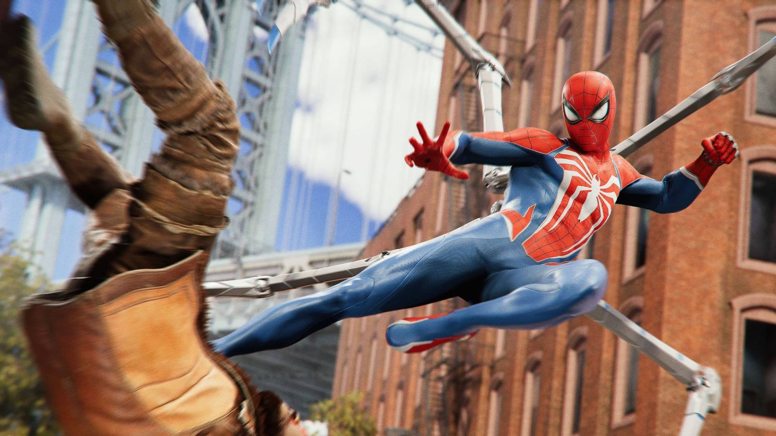 Spider-Man punching an enemy in Spider-Man 2.