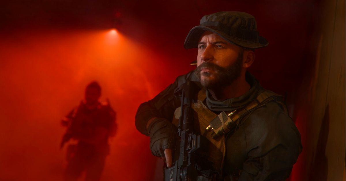 Modern Warfare 3 character staring off-screen while another stands in the background
