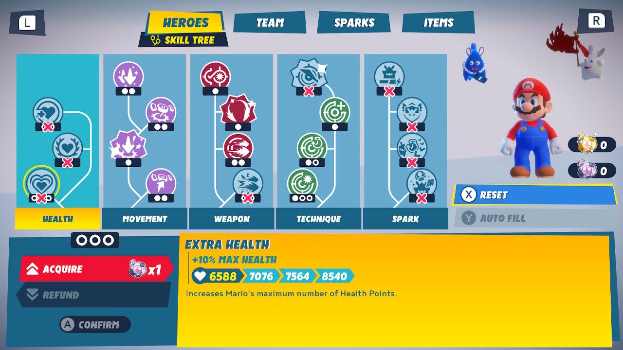 Mario + Rabbids Sparks of Hope review - Skill tree