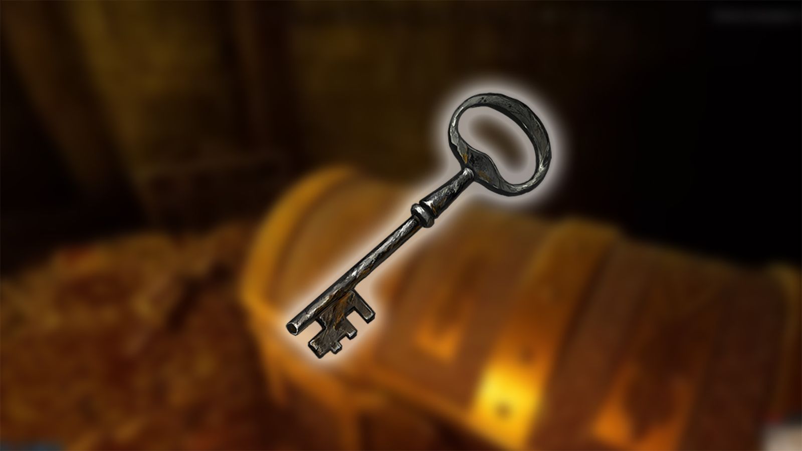 An image of an Old Rusty Key against a backdrop of treasure in Dark and Darker.