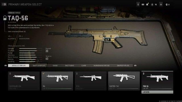 Image showing the TAQ-56 in the Warzone 2 gunsmith