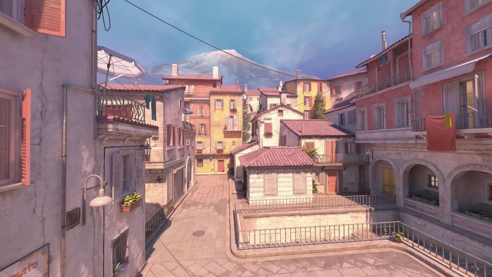 A landscape of terraced apartments in Counter Strike 2.