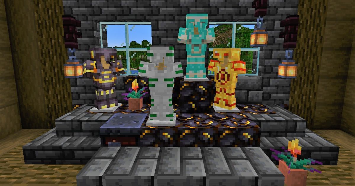 A showcase of different armor trims in the new Minecraft Update