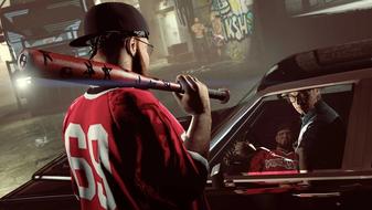 GTA Online player standing next to car while hoilding baseball bat