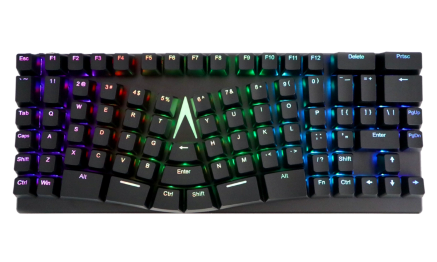 best ergonomic keyboard, product image of a black split keyboard with lighting
