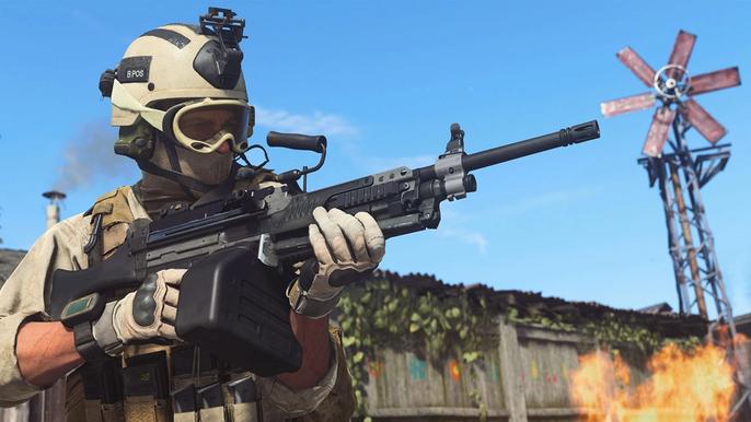 Image showing Modern Warfare player holding LMG