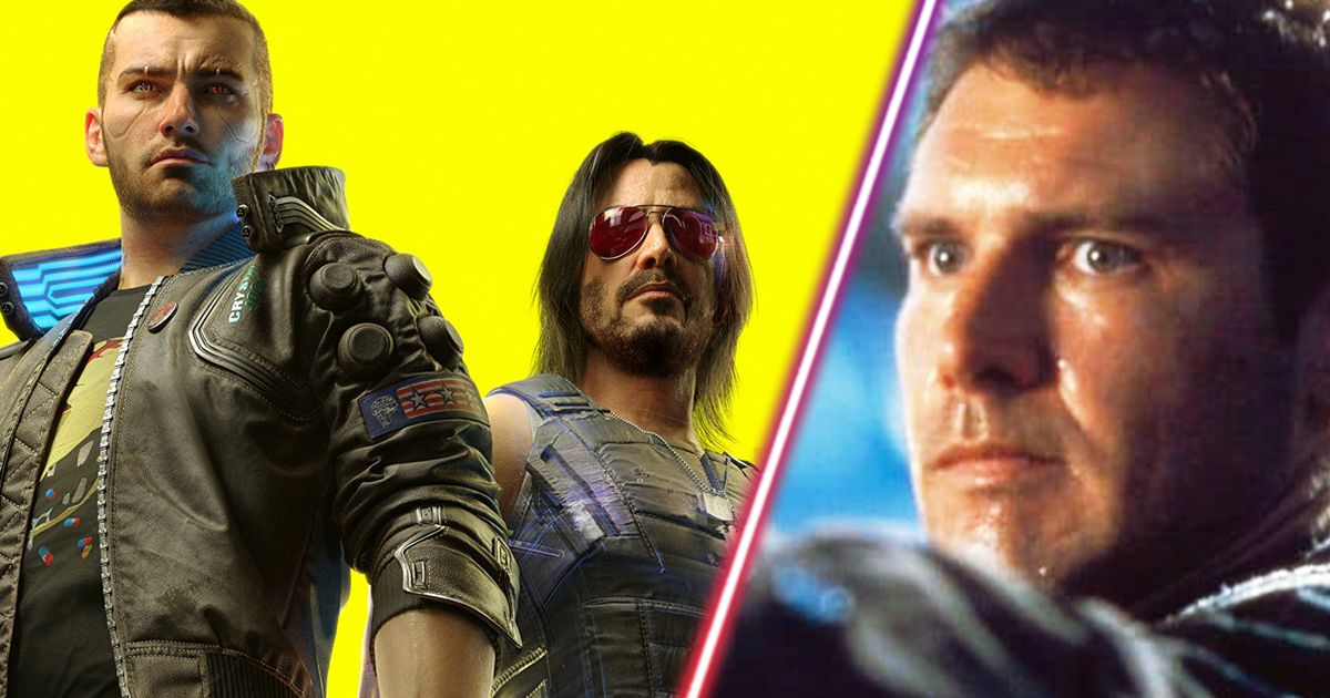 Cyberpunk 2077's V and Johnny Silverhand alongside Blade Runner's Rick Deckard.