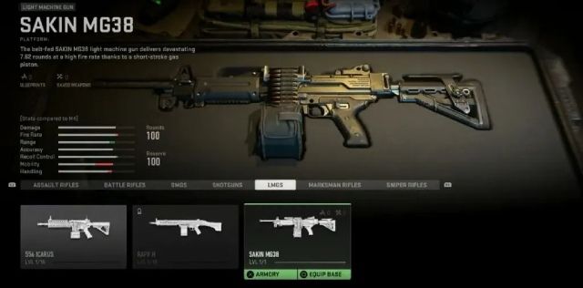 Image showing Sakin MG38 LMG in Modern Warfare 2 gunsmith