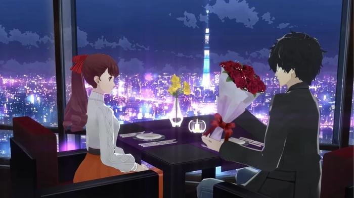 Joker giving Kasumi a bunch of flowers in Persona 5 Royal