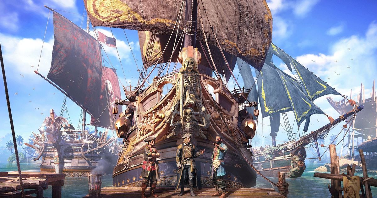 Three Pirate ships docked in Skull and Bones