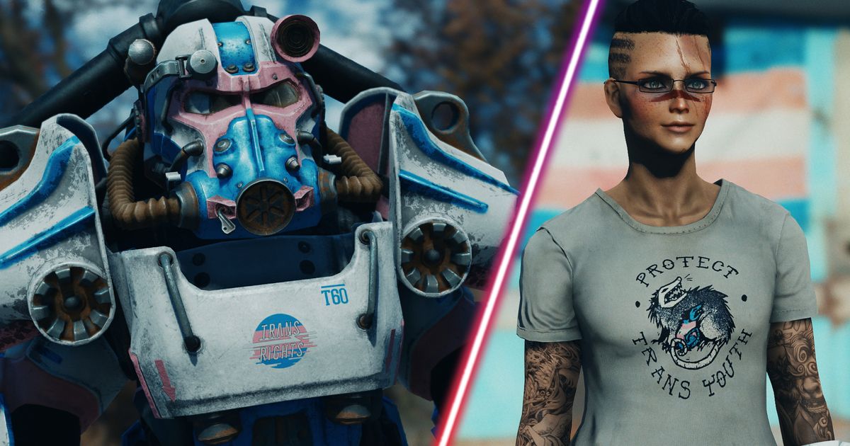 Some pride-themed outfits in Fallout 4.