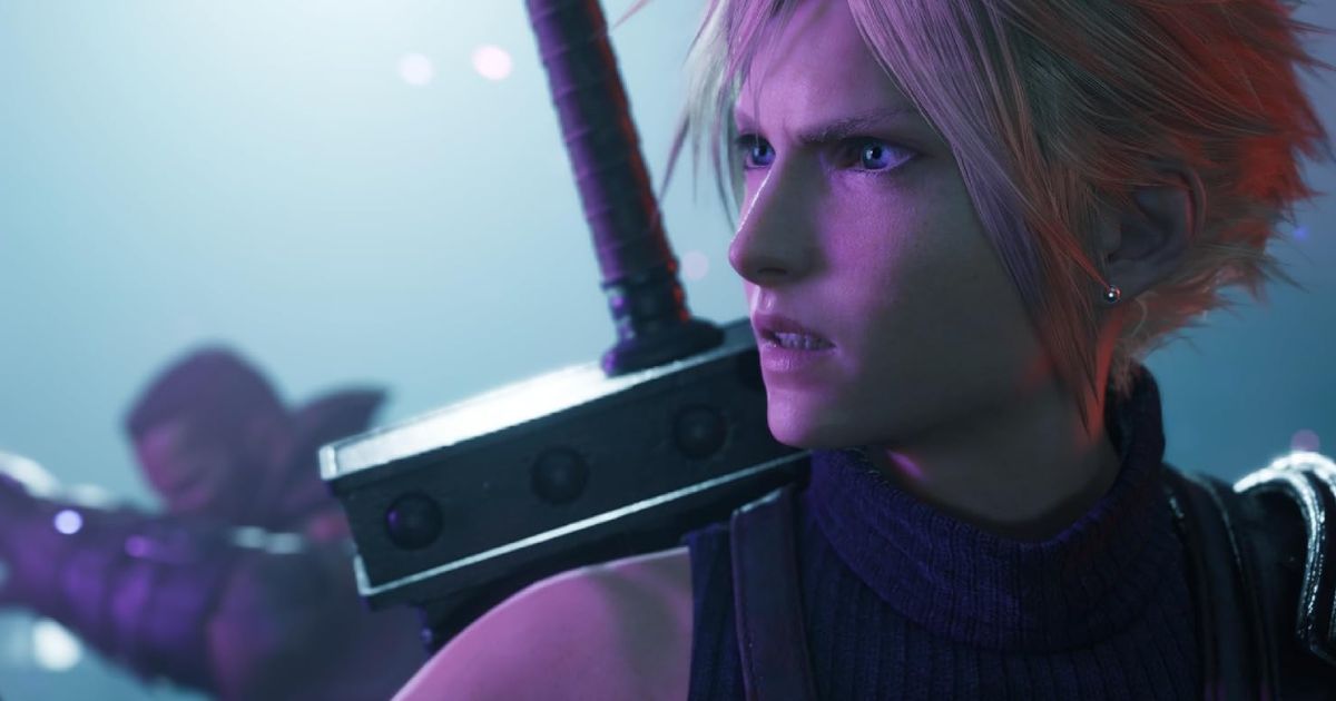 A character with blond hair from Final Fantasy VII Rebirth with a huge sword on their back.