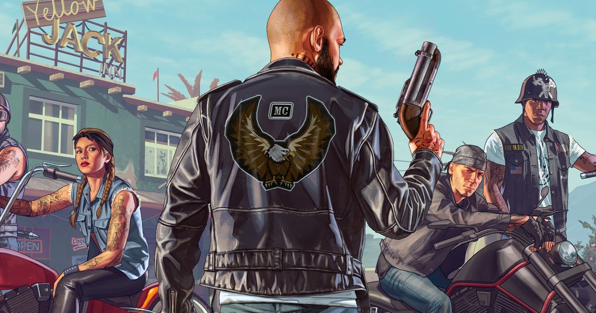 A group of bikers in jackets from GTA Online