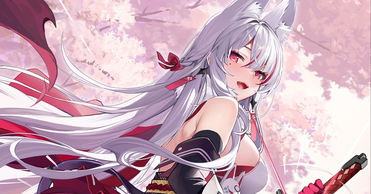 Echocalypse key art depicting a fox girl looking back at the viewer. Her hand rests on a katana's blade
