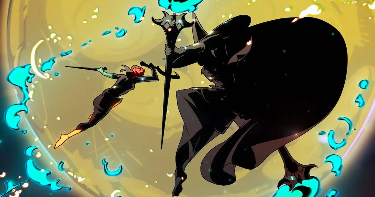 Hades 2's Melinoe using the Sister Blades to attack Hecate, who is wielding the Witch's Staff.