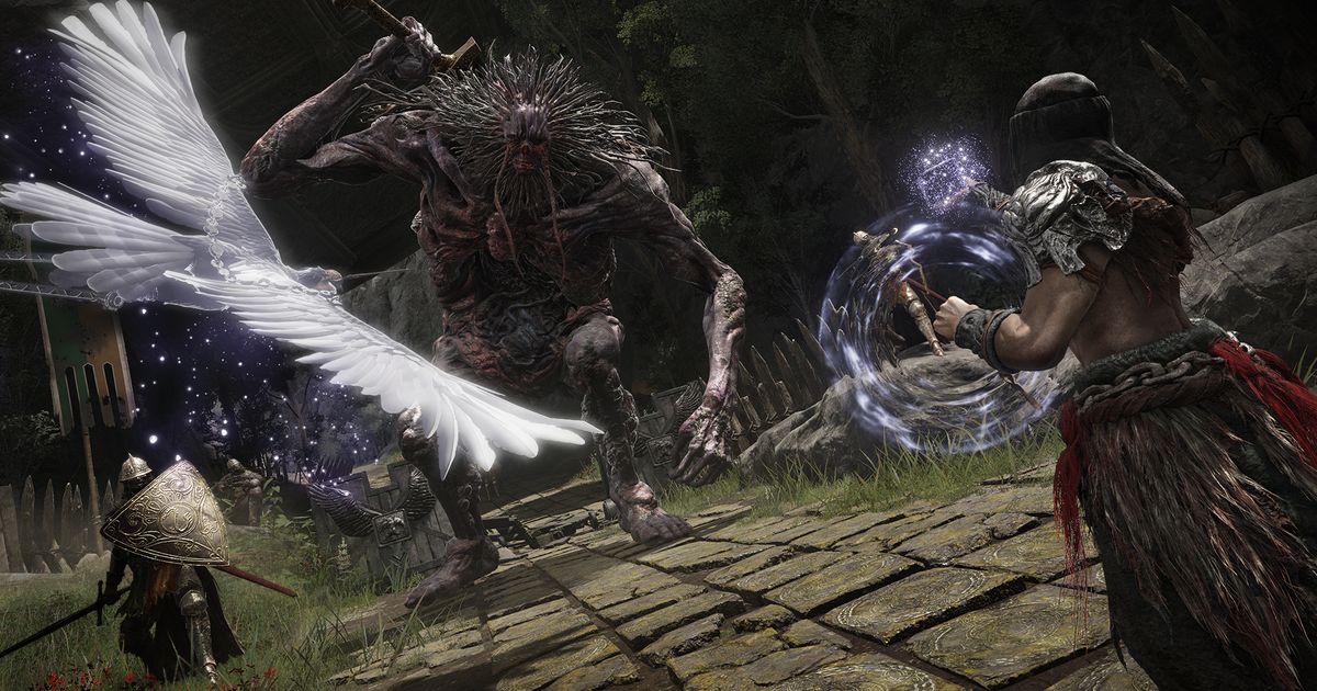 A player summons spirit ashes against a Storm Troll in Elden Ring.