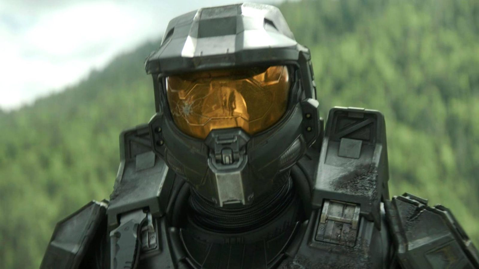A close up of Master Chief from Halo Season 2 