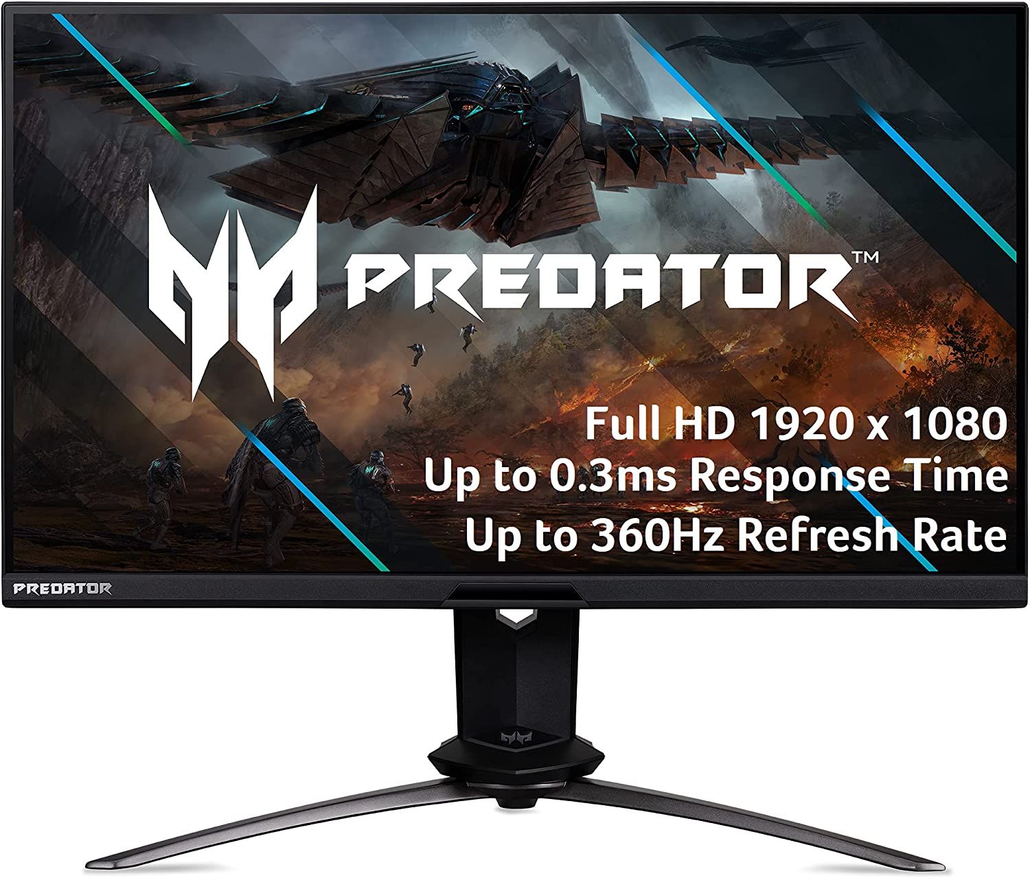 Acer Predator X25 product image of a black monitor with white Acer branding on the display.