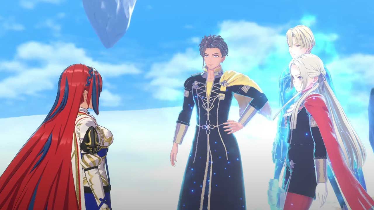 Edelgard, Dimitri, and Claude in Fire Emblem Engage.