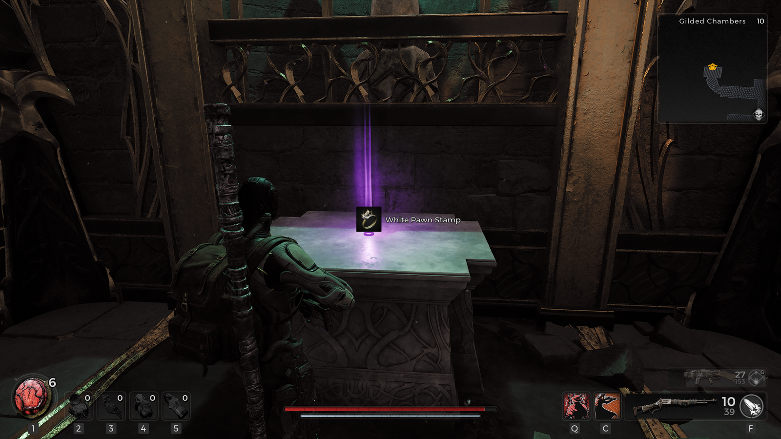 The white pawn stamp reward for Remnant 2 Gilded Chambers torch puzzle