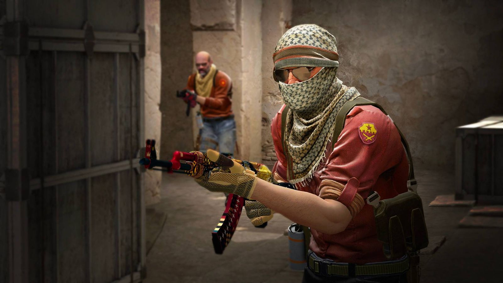 Two soldiers wielding weapons in Counter Strike Global Offensive.