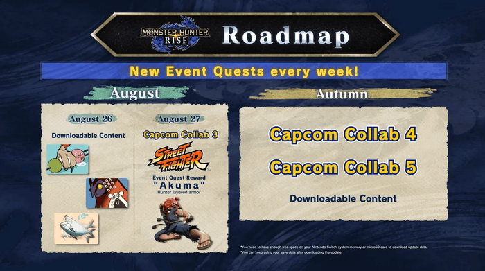 Details on the content being added to MH Rise vis the Capcom Collab Pack 3. It includes Akuma from the Street Fighter series.