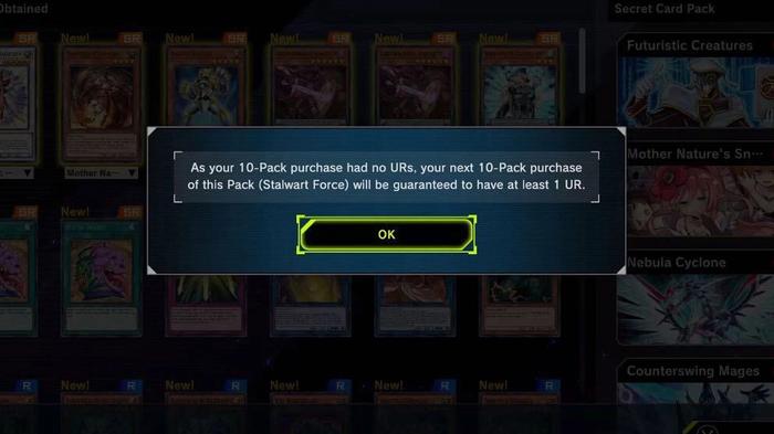 You can get a guaranteed YuGiOh Master Duel UR in your second ten-pull.