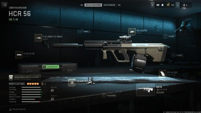 Warzone 2 HCR 56 in gunsmith