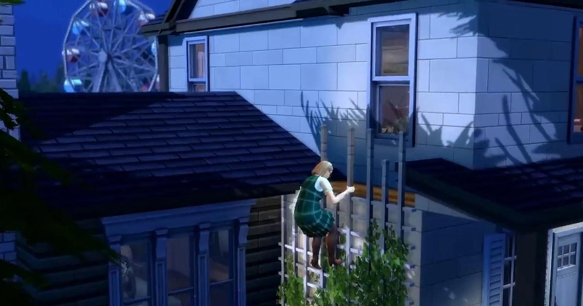 An image of a sim making a hasty exit.