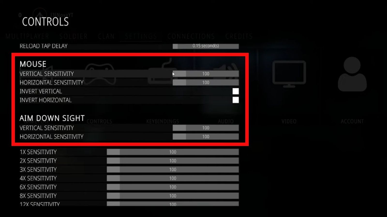 A screenshot of the mouse sensitivity settings for Battlebit.