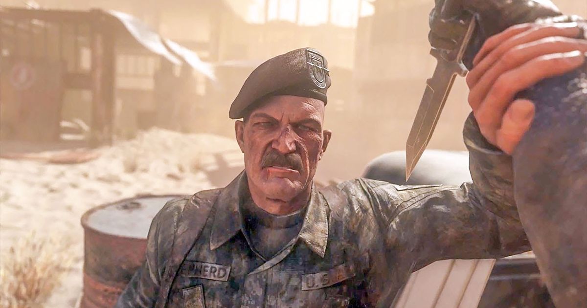 Modern Warfare 2 General Shepherd in front of player pointing knife towards him