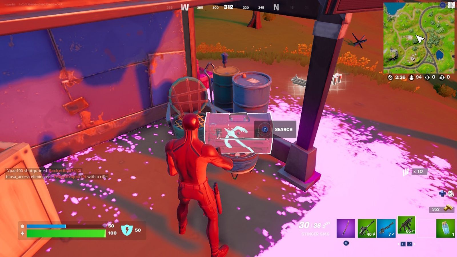 Image of the player opening a toolbox in Fortnite.