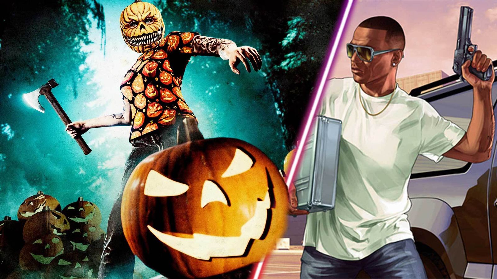 A GTA Online character in a Halloween costume.